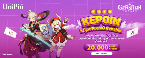 July 2022 - Beli Welkin & Top Up di UniPin, Flat Cashback 20.000 UniPin Credits Menanti Tiap Hari!